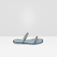 WOMENS G METAL FLAT DIAMANTE STRAPPY CASUAL CHAPPALS