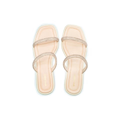 WOMENS PEACH FLAT DIAMANTE STRAPPY CASUAL CHAPPALS