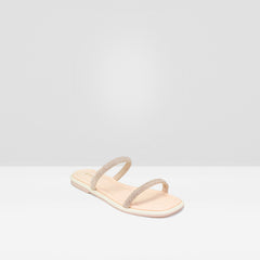 WOMENS PEACH FLAT DIAMANTE STRAPPY CASUAL CHAPPALS