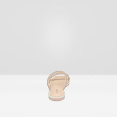 WOMENS PEACH FLAT DIAMANTE STRAPPY CASUAL CHAPPALS