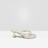 WOMENS BEIGE FLORAL PRINT HEEL CHAPPALS