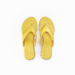 WOMENS YELLOW PRINTED SLIP ONS