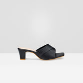 WOMENS BLACK OPEN TOE BLOCK HEELS CHAPPALS/SANDALS