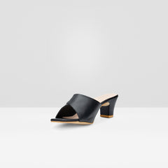 WOMENS BLACK OPEN TOE BLOCK HEELS CHAPPALS/SANDALS