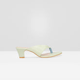 WOMEN LIGHT GREEN SOLID BLOCK HEELS CHAPPALS/SANDALS