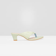 WOMEN LIGHT GREEN SOLID BLOCK HEELS CHAPPALS/SANDALS