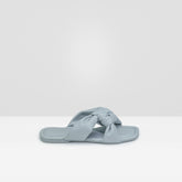 WOMENS GREY FLAT OPEN-TOE SLIP-ONS