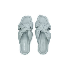 WOMENS GREY FLAT OPEN-TOE SLIP-ONS