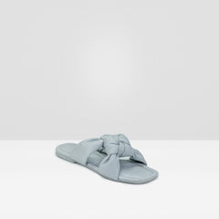 WOMENS GREY FLAT OPEN-TOE SLIP-ONS