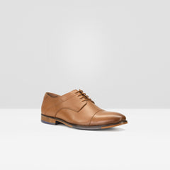 WEST ISLE MEN TAN SOLID HANDCRAFTED LEATHER FORMAL DERBYS