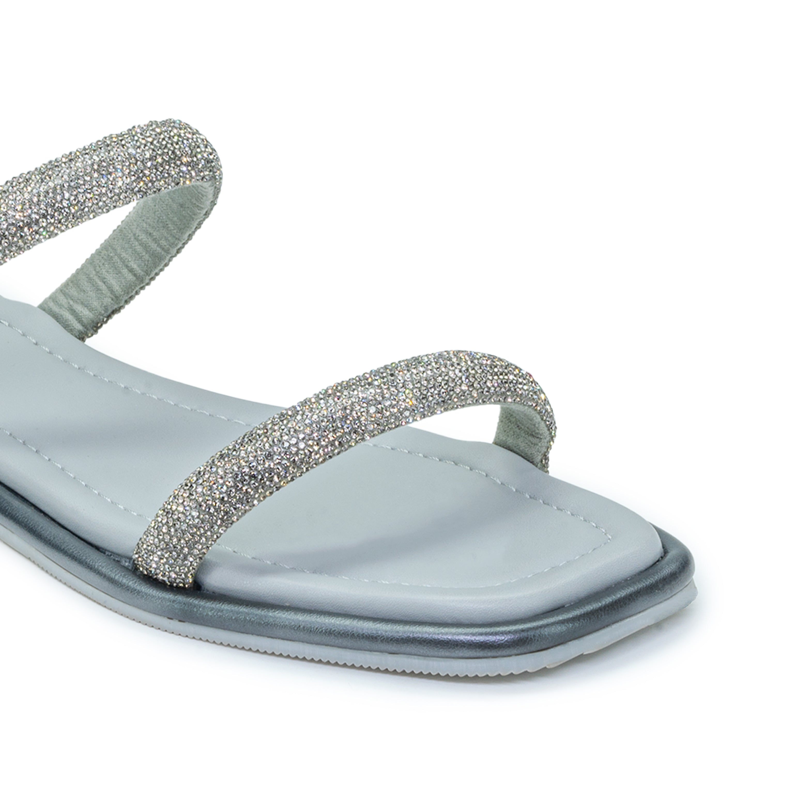 WOMENS G METAL FLAT DIAMANTE STRAPPY CASUAL CHAPPALS