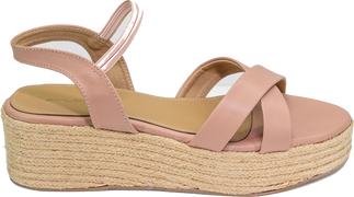 WOMENS PEACH CROSSOVER STRAP ESPADRILLE WEGES SANDALS