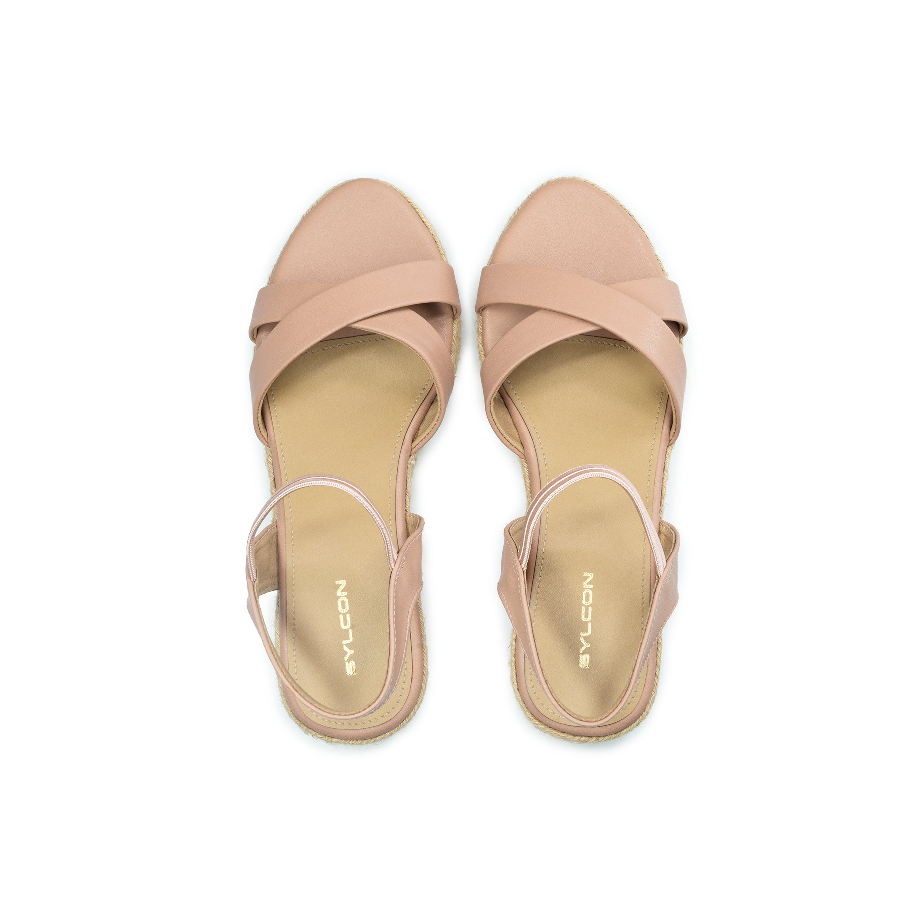 WOMENS PEACH CROSSOVER STRAP ESPADRILLE WEGES SANDALS