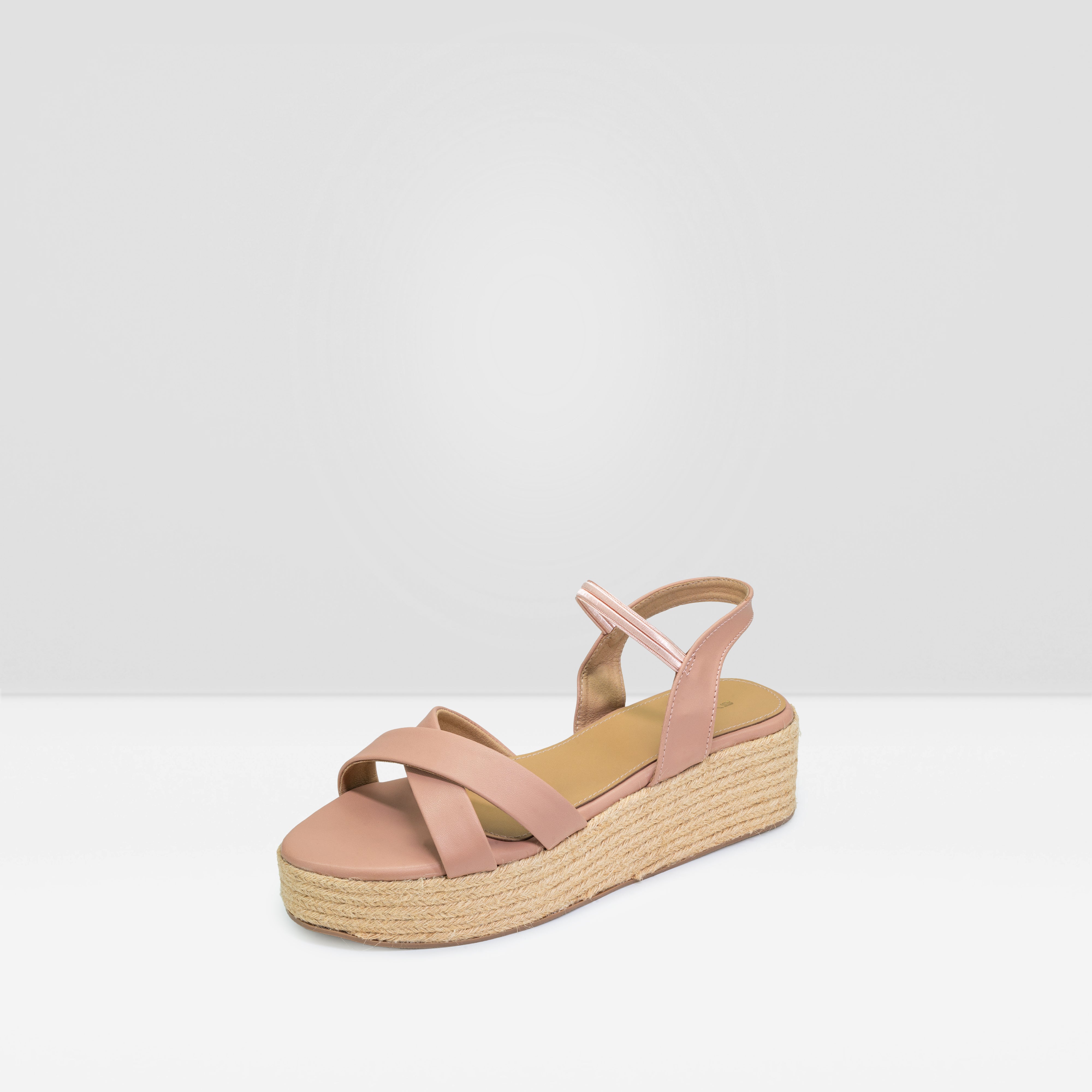 WOMENS PEACH CROSSOVER STRAP ESPADRILLE WEGES SANDALS