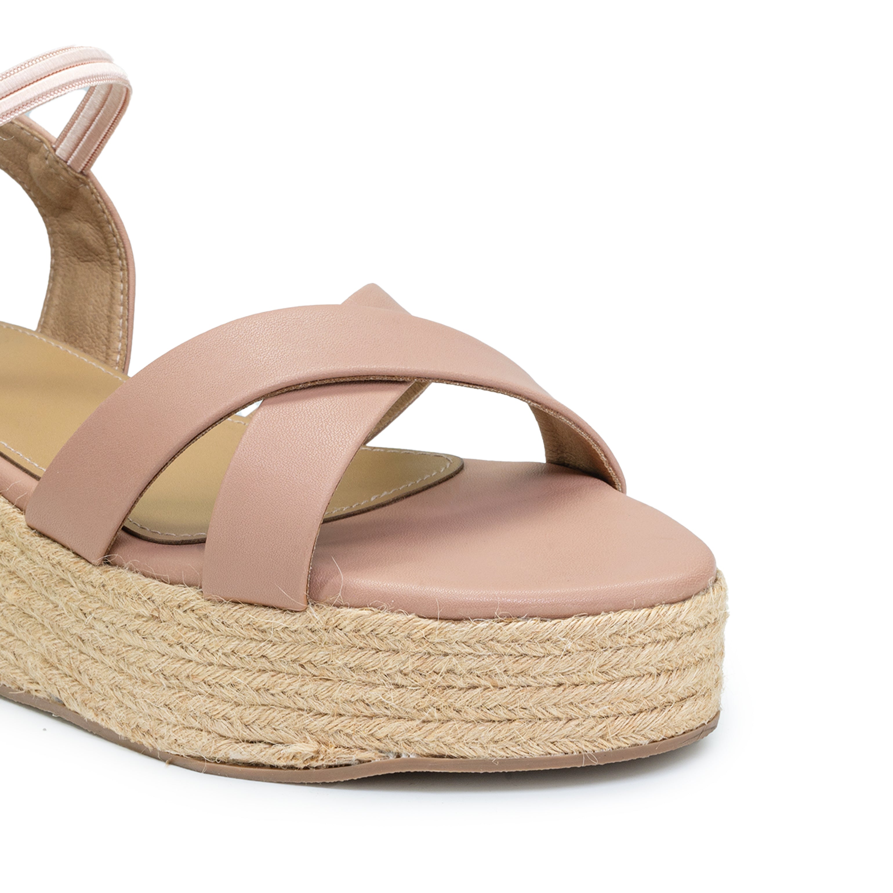 WOMENS PEACH CROSSOVER STRAP ESPADRILLE WEGES SANDALS