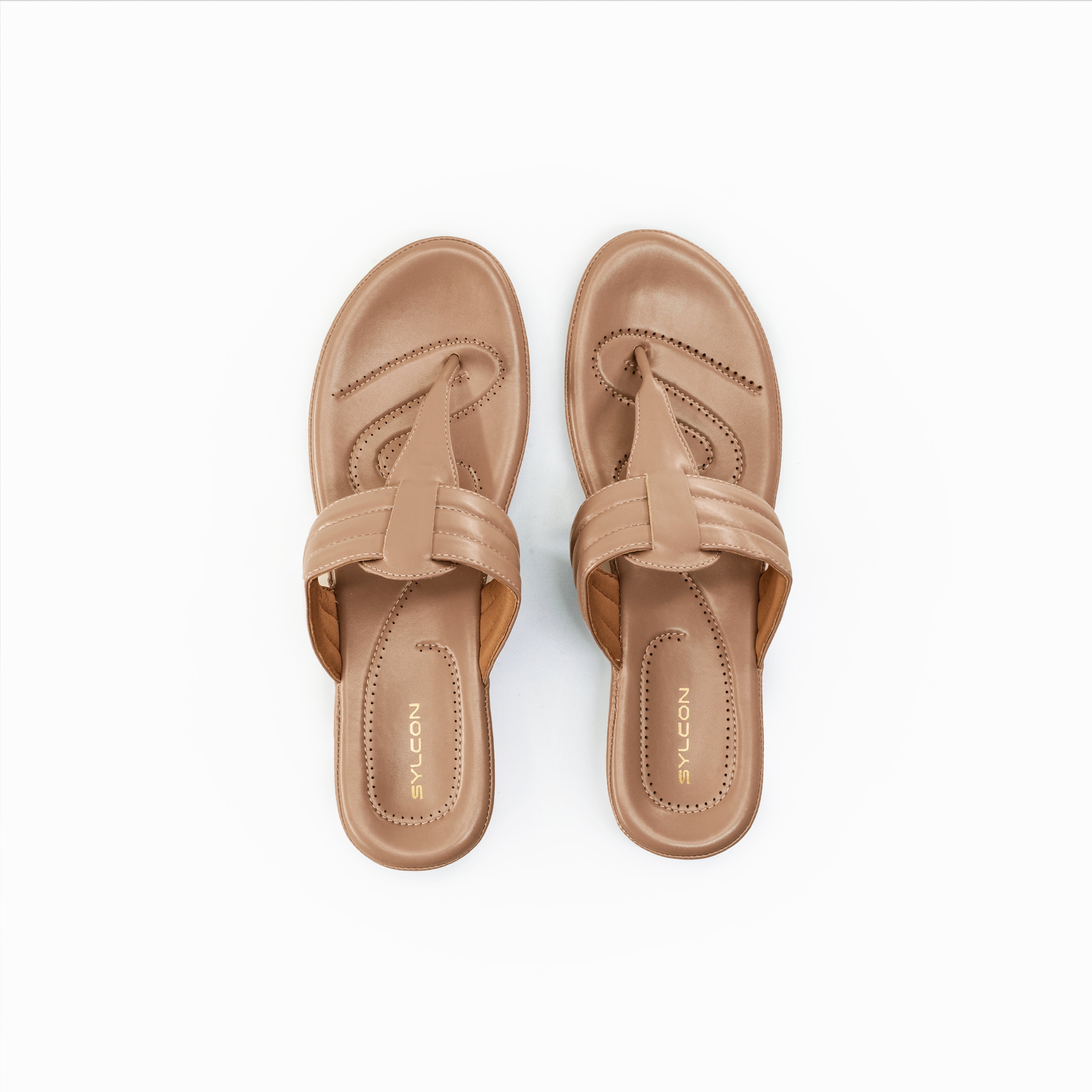 WOMENS DARK BEIGE CASUAL SLIPPERS