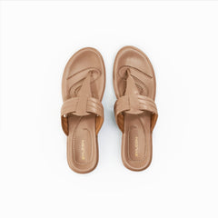 WOMENS DARK BEIGE CASUAL SLIPPERS