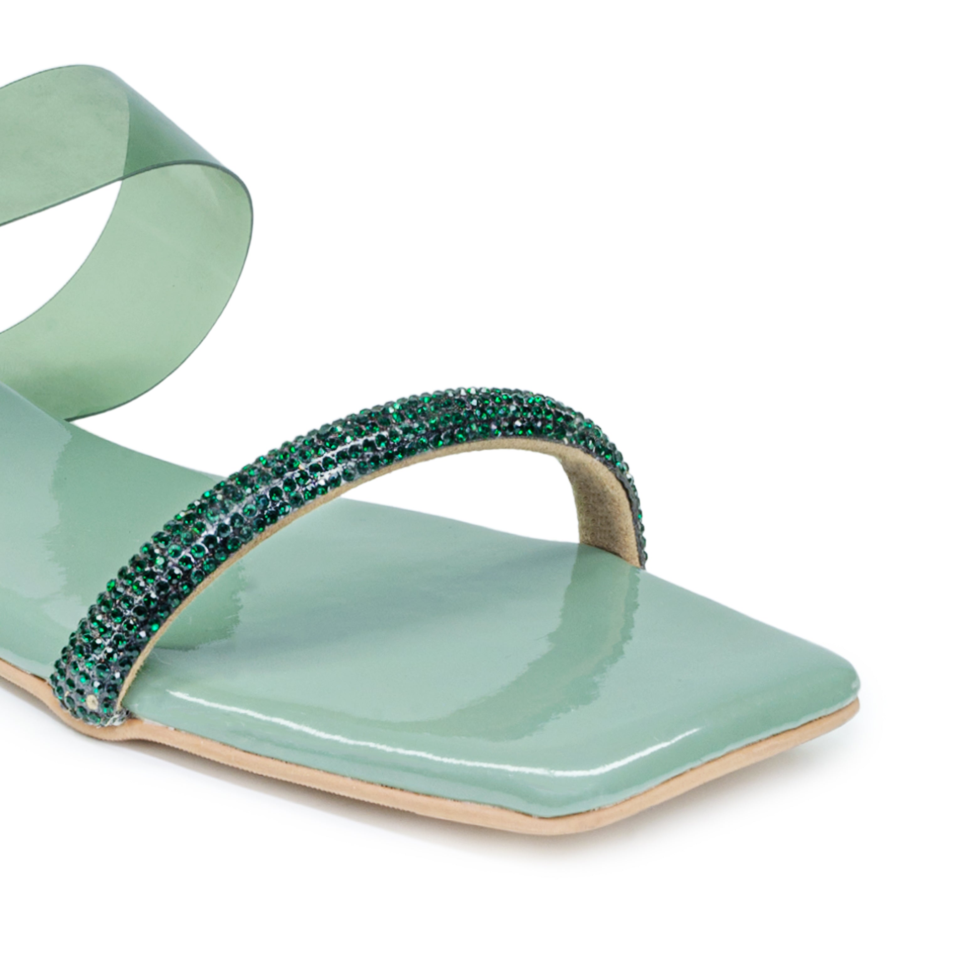 WOMENS GREEN FLAT CASUAL CHAPPALS