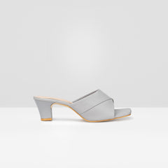 WOMENS GREY OPEN TOE BLOCK HEELS CHAPPALS/SANDALS