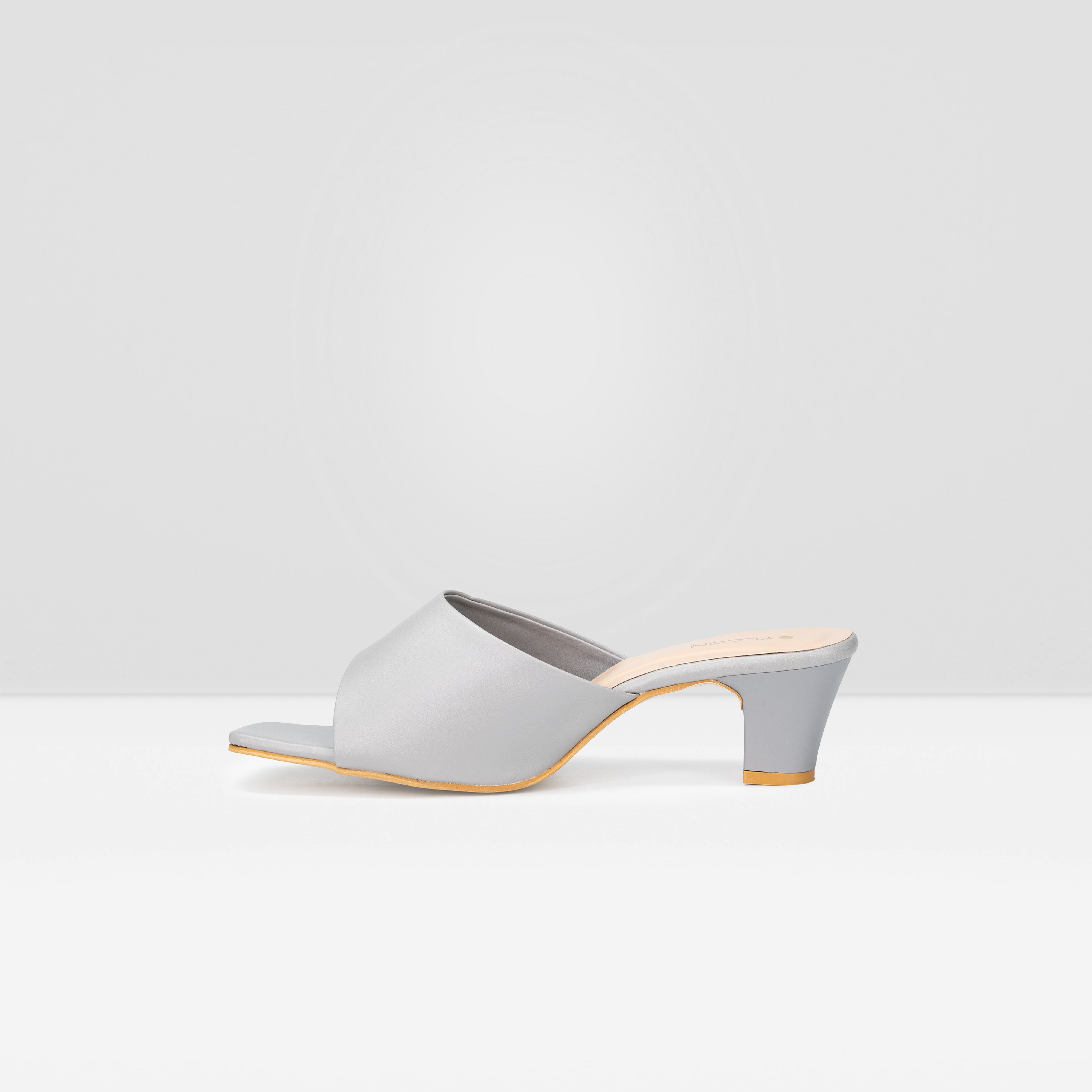 Block Heel Ladies Grey Mid Heel Shoes WOMENS GREY OPEN TOE BLOCK