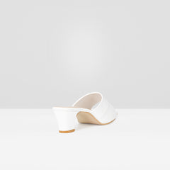 WOMENS WHITE OPEN TOE BLOCK HEELS CHAPPALS/SANDALS