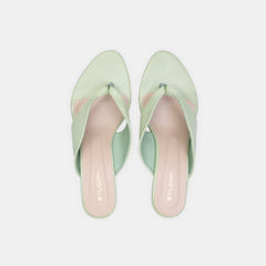 WOMEN LIGHT GREEN SOLID BLOCK HEELS CHAPPALS/SANDALS