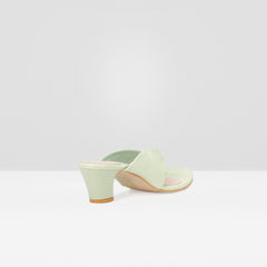 WOMEN LIGHT GREEN SOLID BLOCK HEELS CHAPPALS/SANDALS