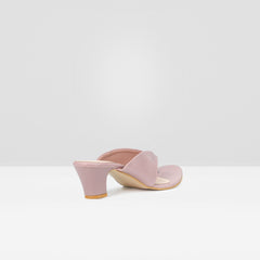 WOMEN L PEACH SOLID BLOCK HEELS CHAPPALS/SANDALS