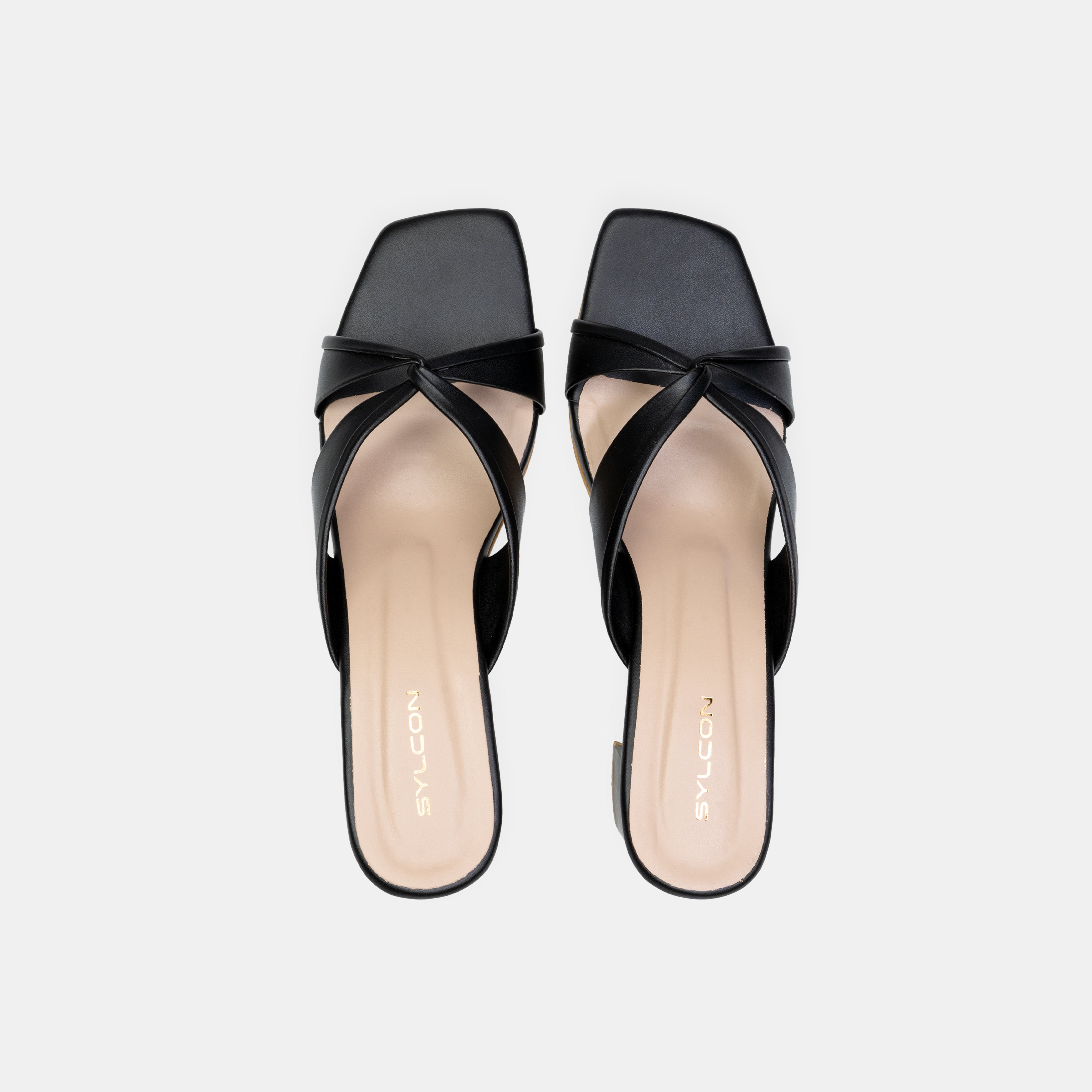 WOMENS BLACK OPEN TOE BLOCK HEELS CHAPPALS/SANDALS