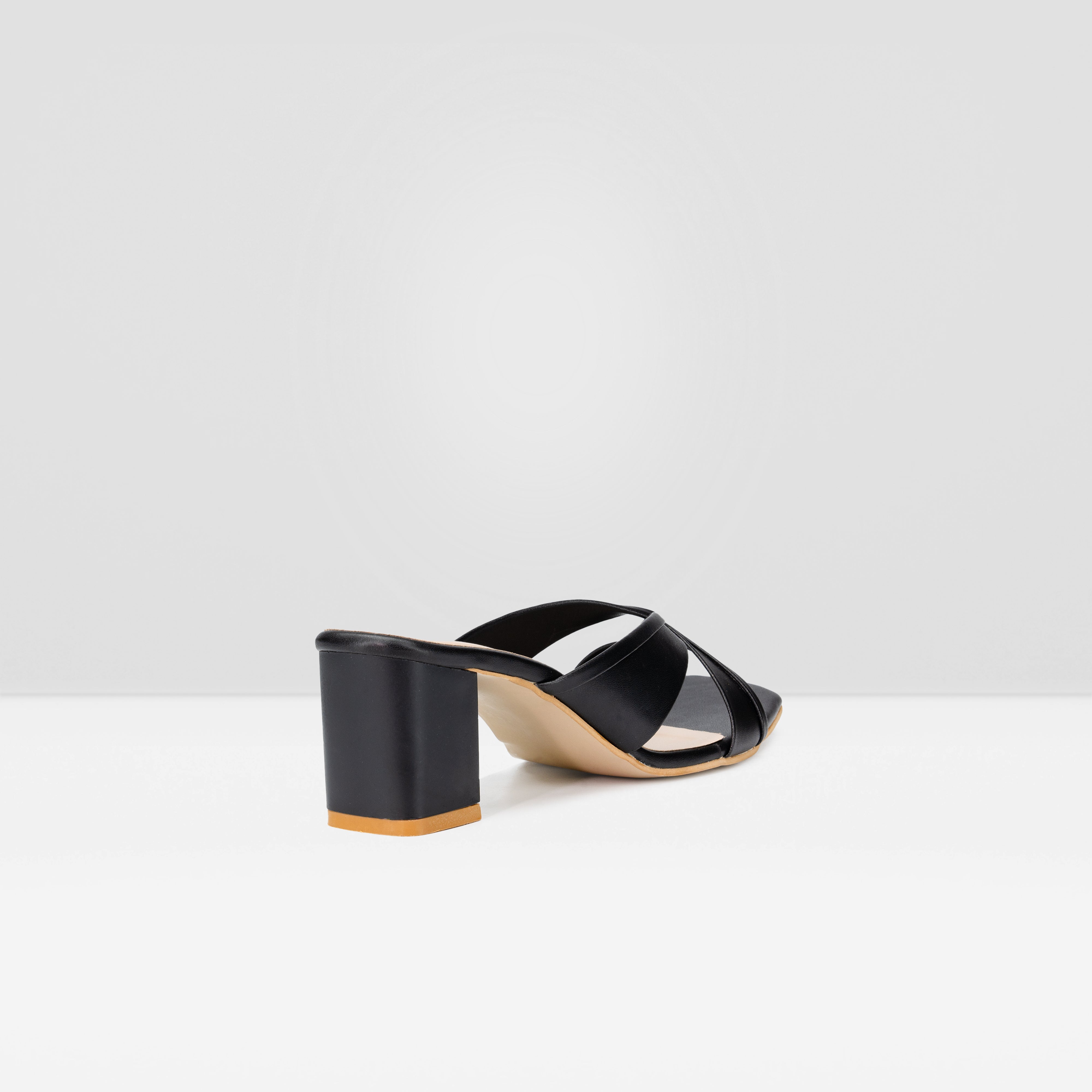 WOMENS BLACK OPEN TOE BLOCK HEELS CHAPPALS/SANDALS