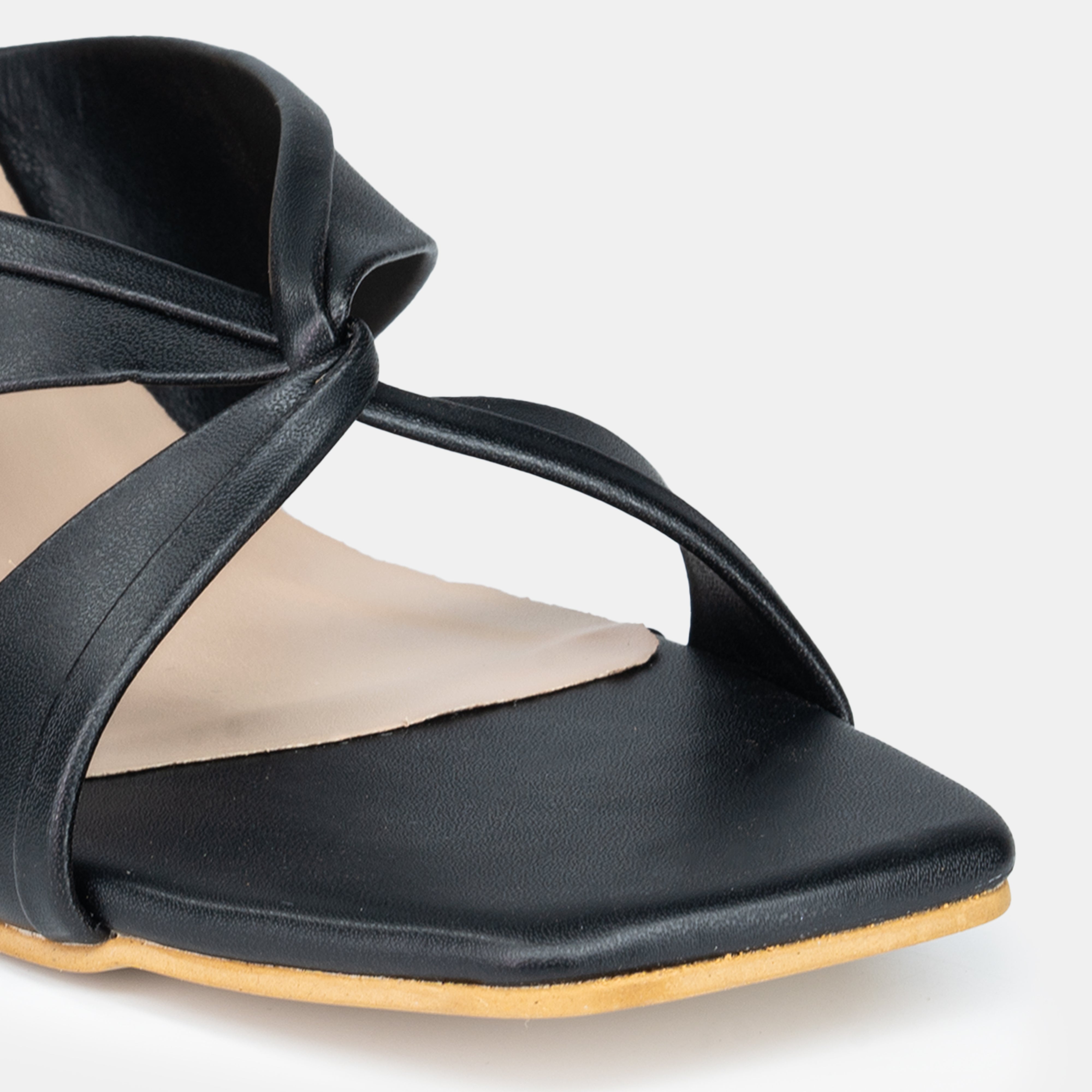 WOMENS BLACK OPEN TOE BLOCK HEELS CHAPPALS/SANDALS