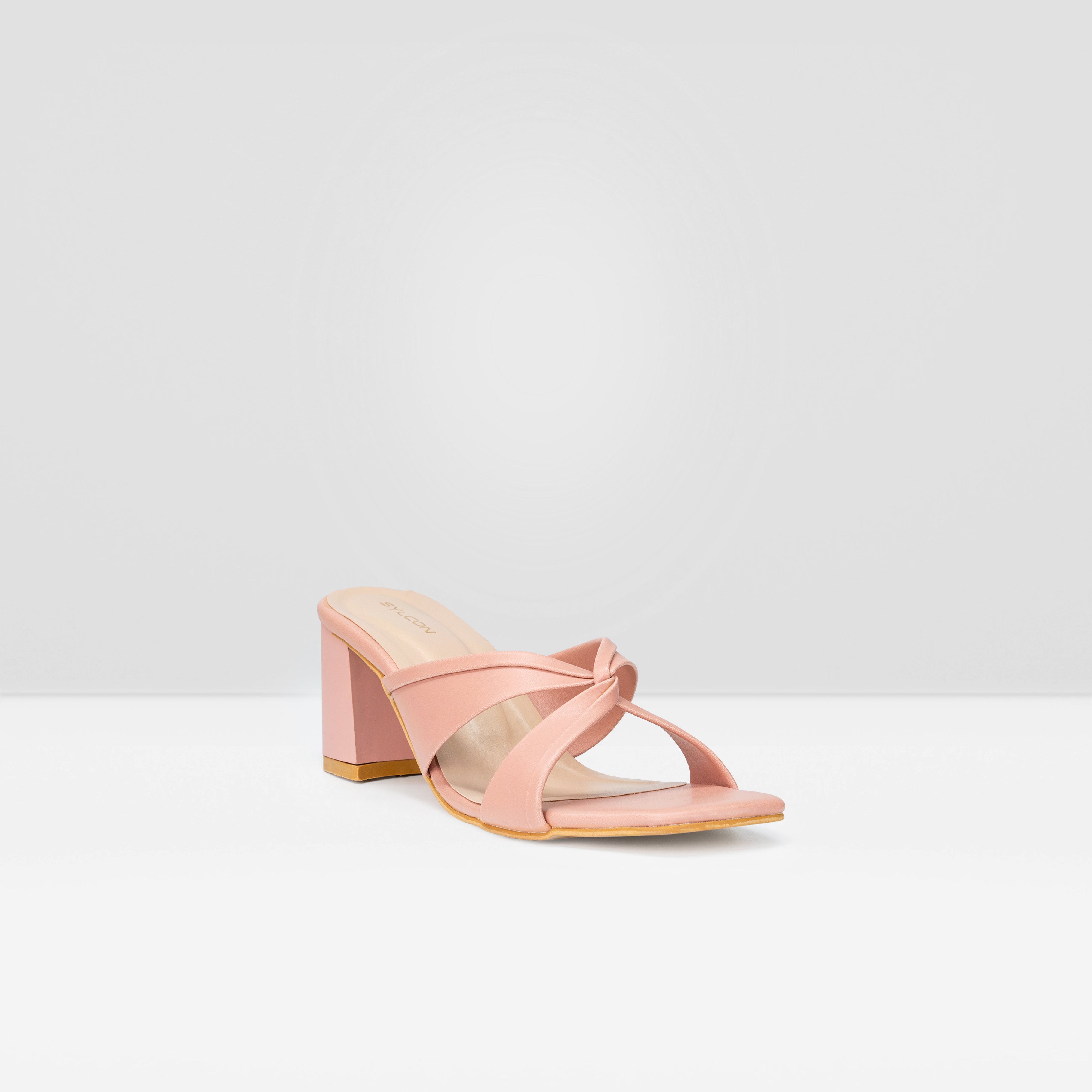 WOMENS PEACH OPEN TOE BLOCK HEELS CHAPPALS/SANDALS