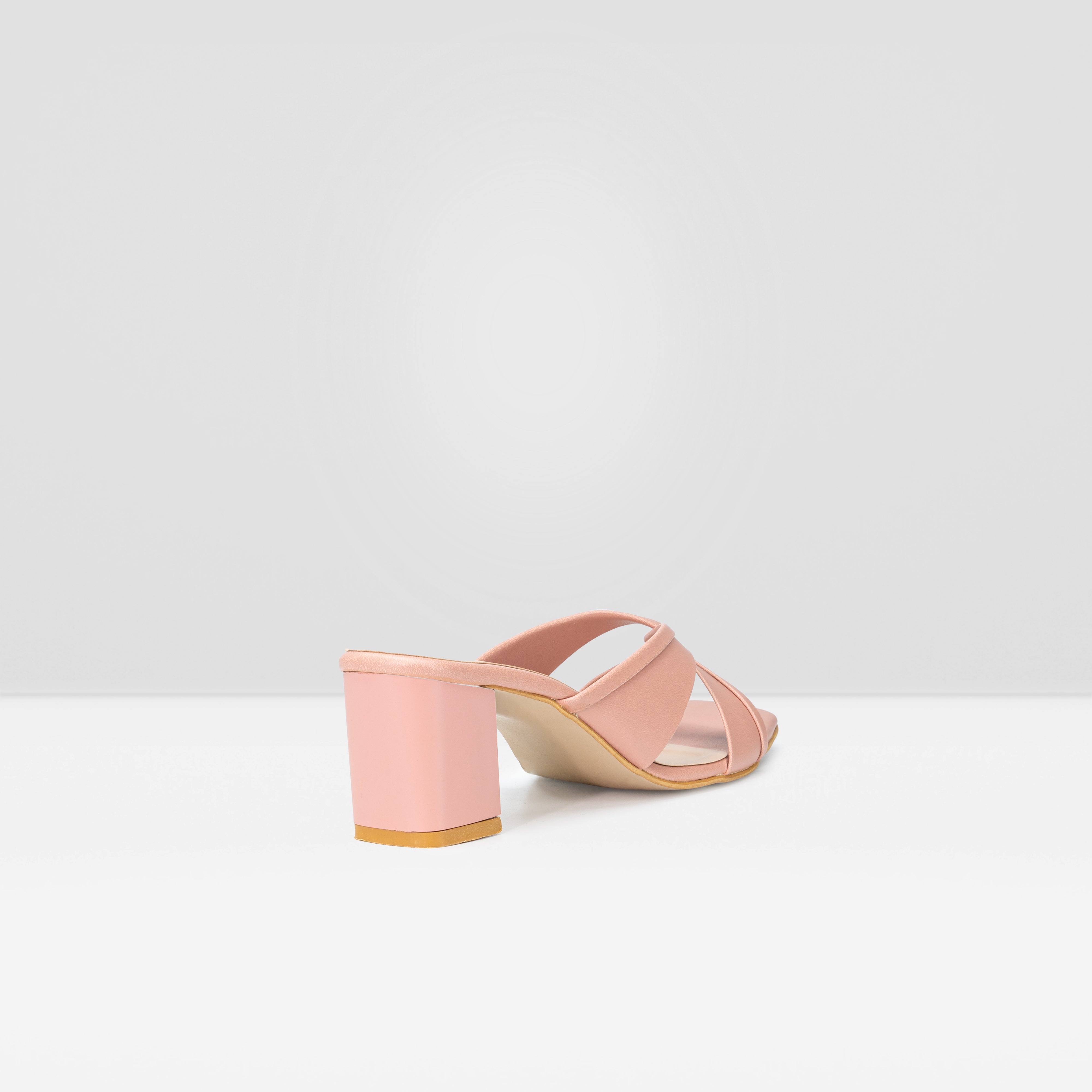 WOMENS PEACH OPEN TOE BLOCK HEELS CHAPPALS/SANDALS