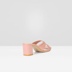 WOMENS PEACH OPEN TOE BLOCK HEELS CHAPPALS/SANDALS