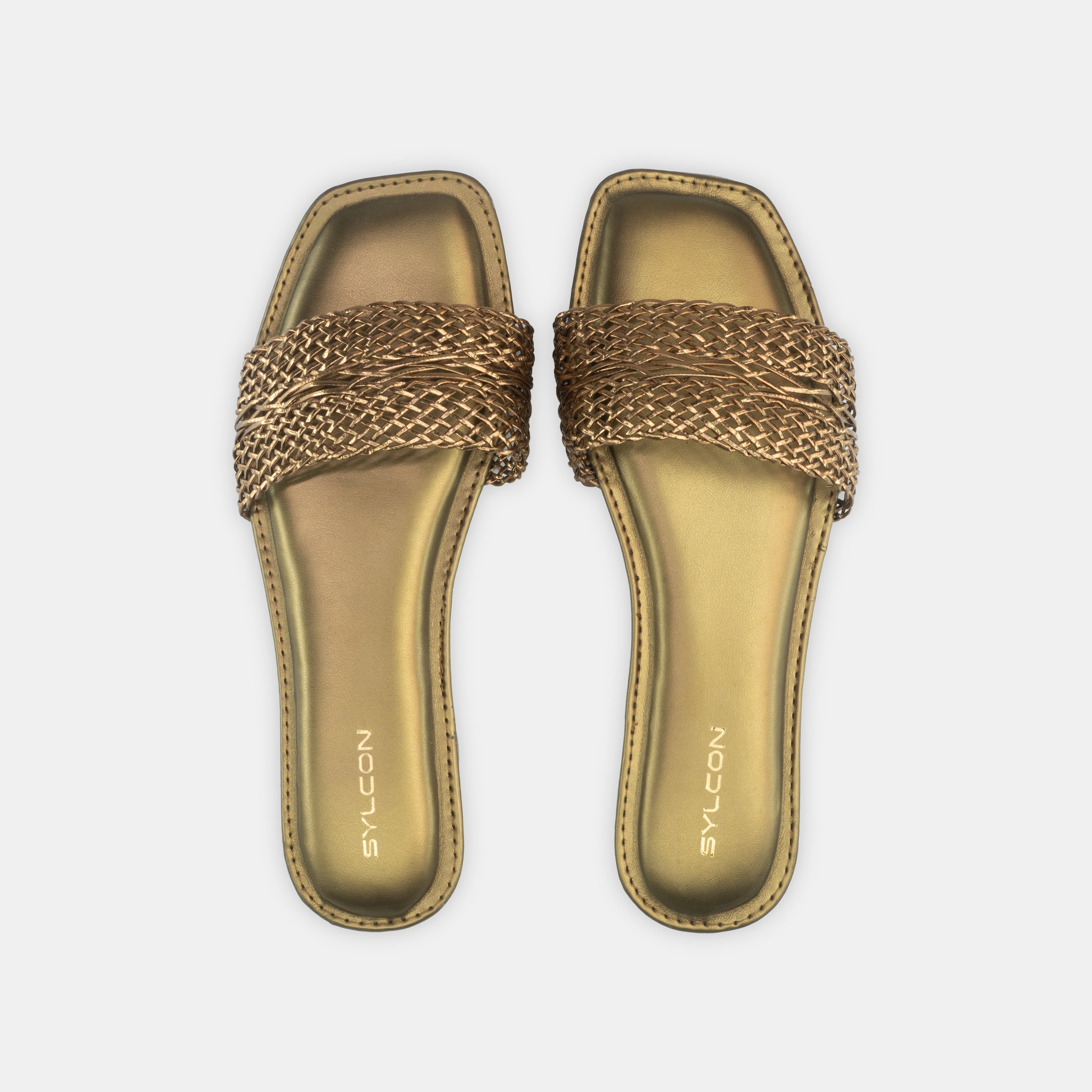 WOVEN ANTIQUE PATTERN FLAT SANDALS