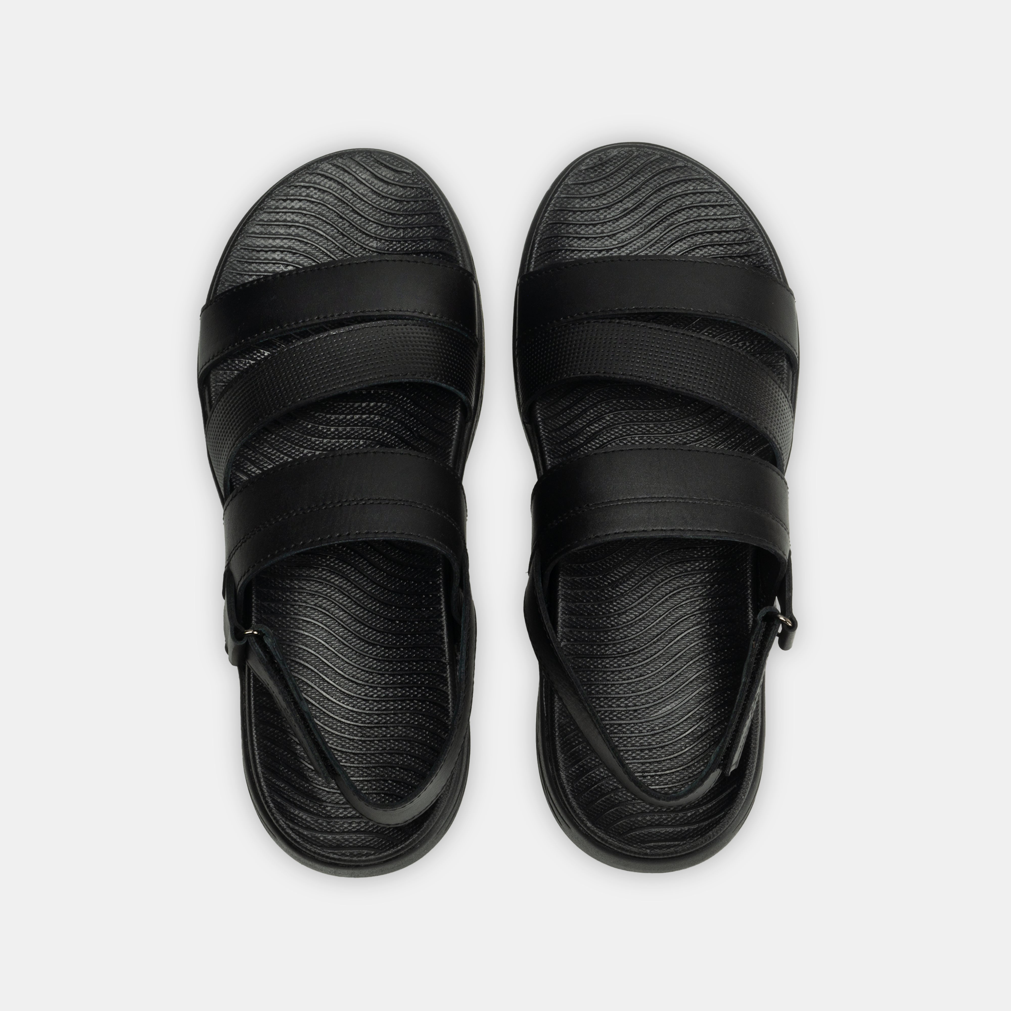 WEST ISLE MEN BLACK CASUAL LEATHER SANDAL