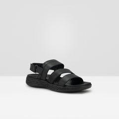 WEST ISLE MEN BLACK CASUAL LEATHER SANDAL