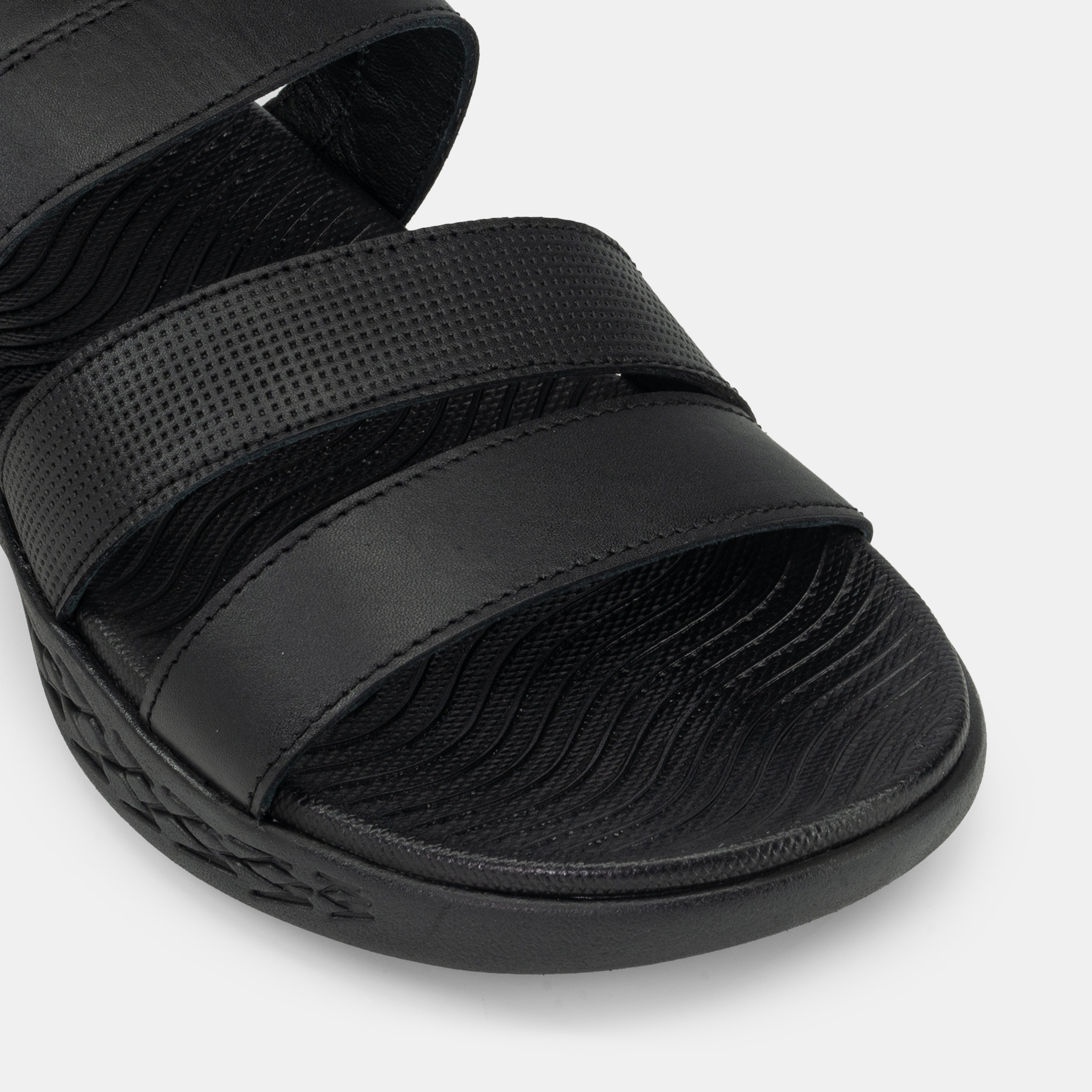 WEST ISLE MEN BLACK CASUAL LEATHER SANDAL