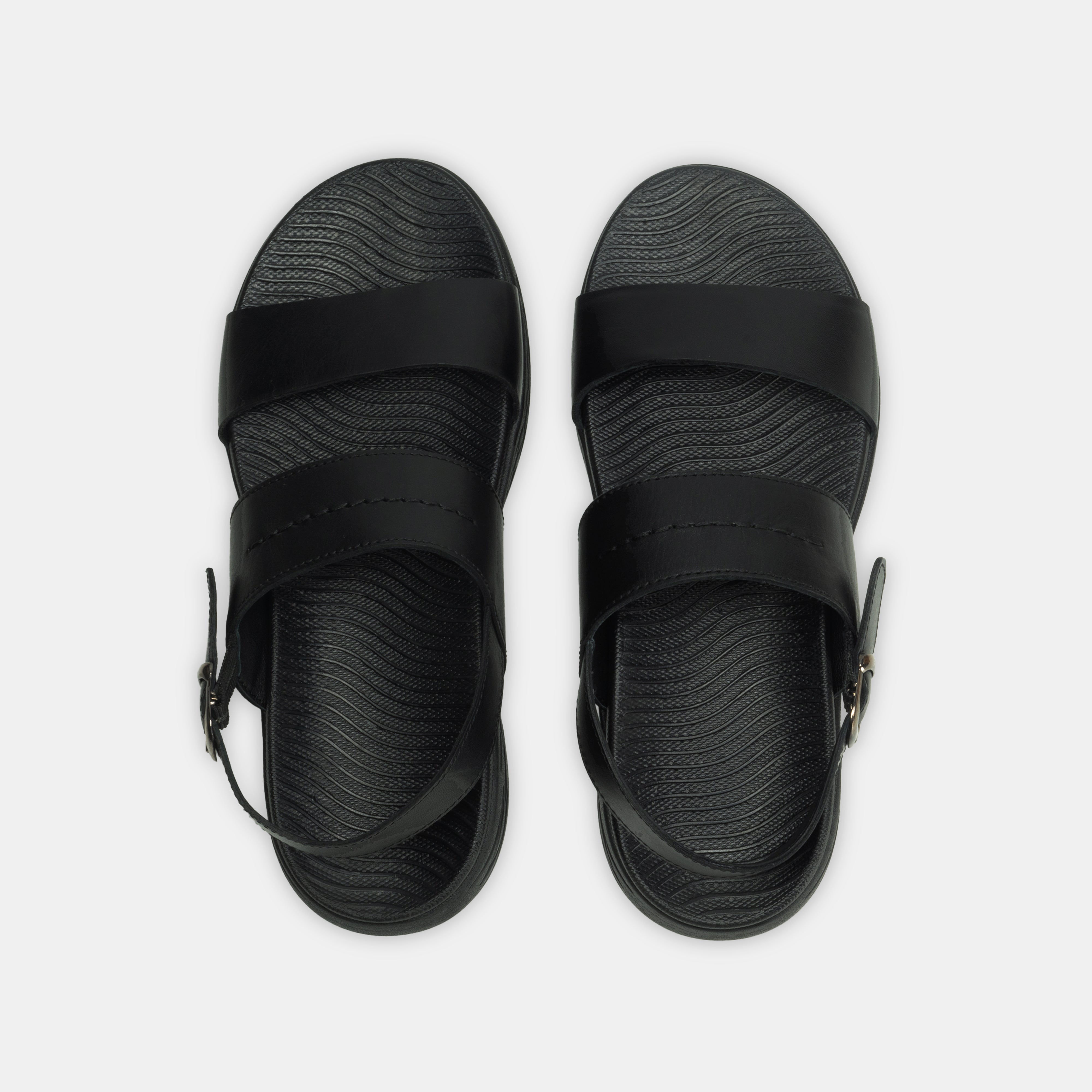 WEST ISLE MEN BLACK CASUAL LEATHER SANDAL