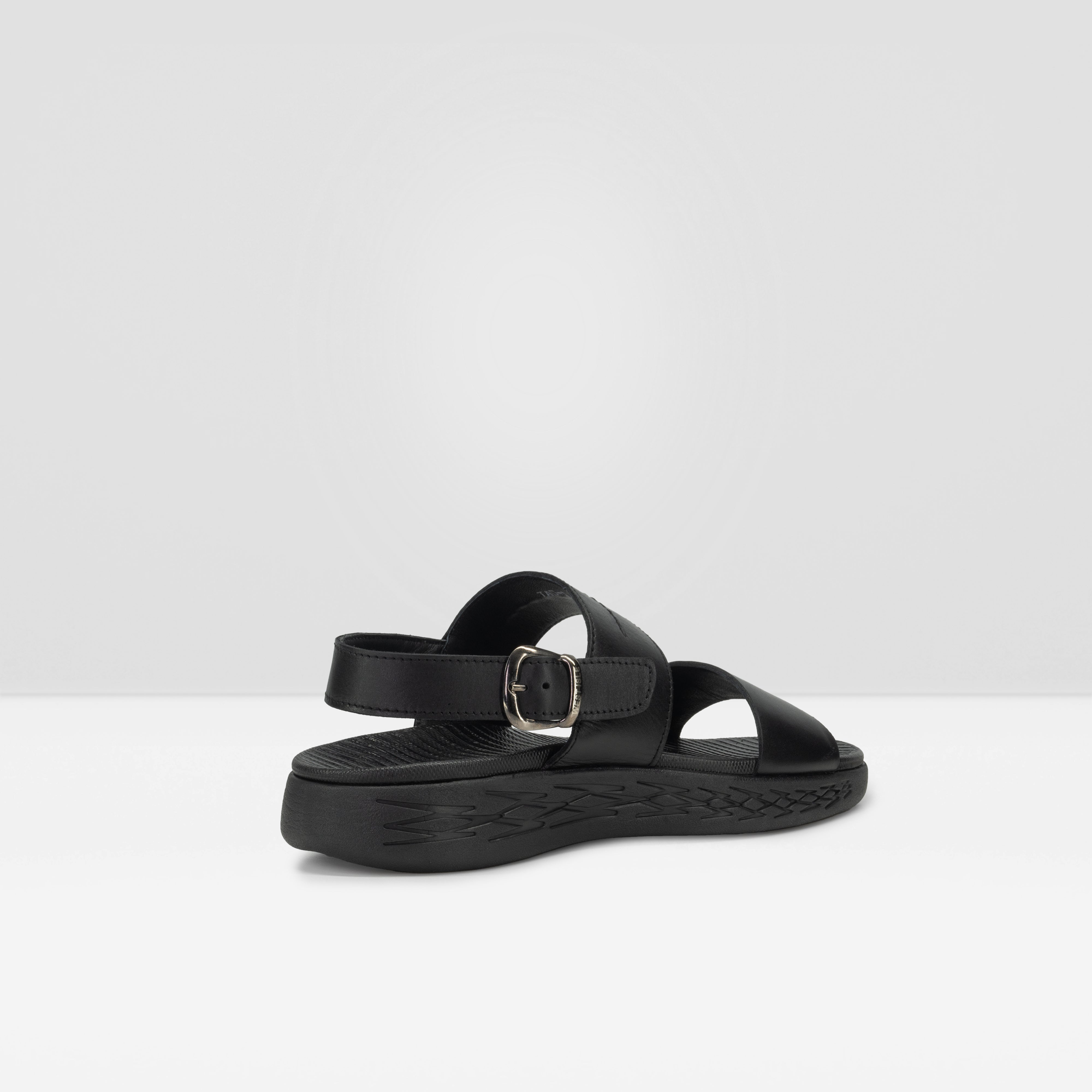 WEST ISLE MEN BLACK CASUAL LEATHER SANDAL