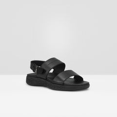 WEST ISLE MEN BLACK CASUAL LEATHER SANDAL