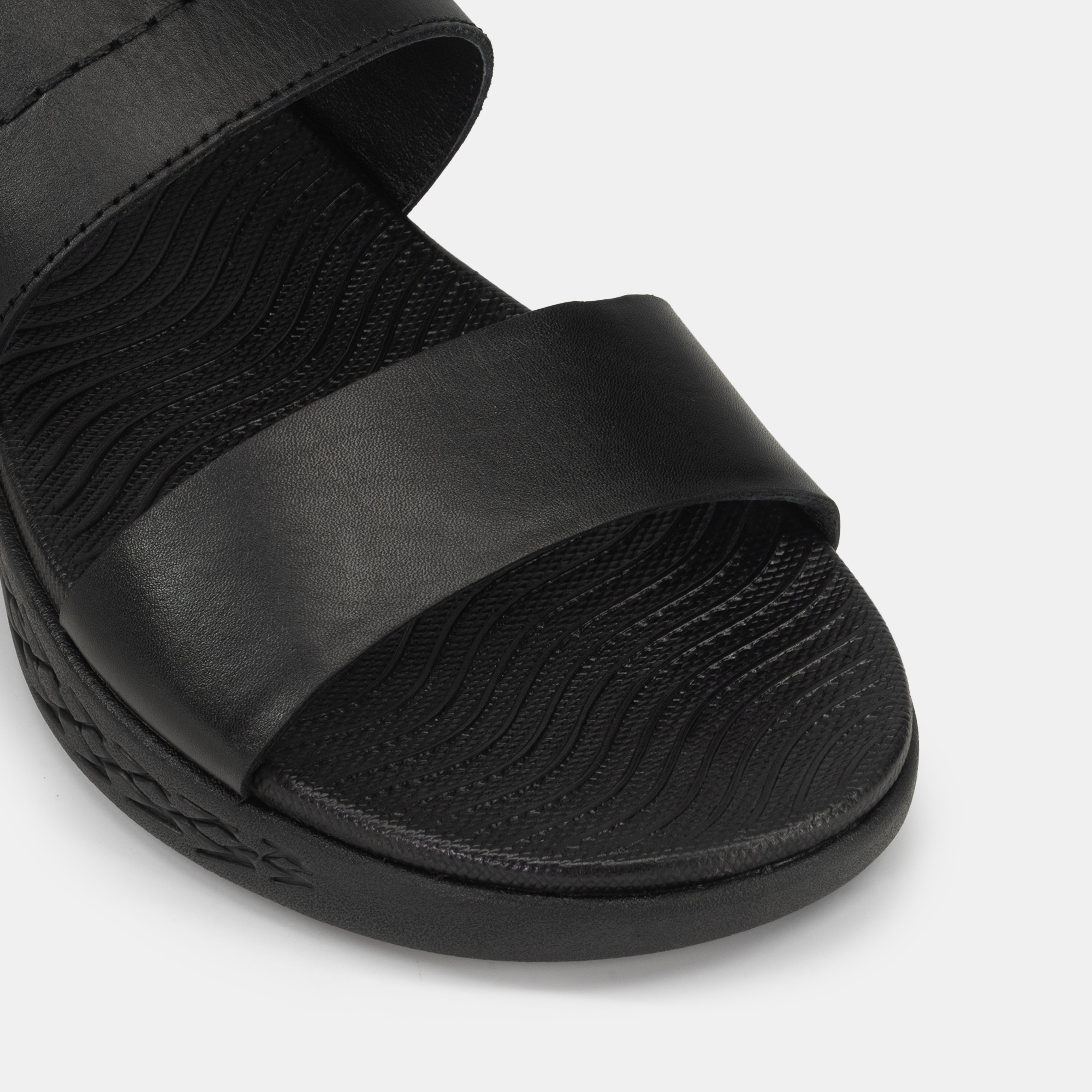 WEST ISLE MEN BLACK CASUAL LEATHER SANDAL